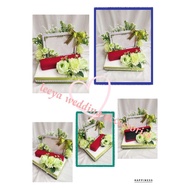 gubahan frame mas kahwin c/w bekas rantai tangan(green)