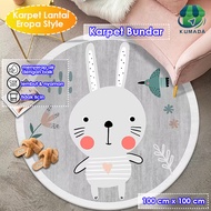 Round Carpet with Anti-Slip Pattern, 100Cm Diameter, Aesthetic Round Carpet, Modern Round Carpet