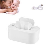 濕紙巾加熱器，濕紙巾分發器，USB濕紙巾加熱器，汽車便攜式濕紙巾加熱器，溫度可調（3種不同溫度），白色