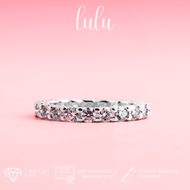 Lulu Moissanite Jewelry Julia Eternity Round Cut Listring Ring 01CT Lapis Emas 18K Sertifikat GRA