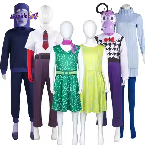 Costume Kids Joy Disgust Dress Envy Anger Fear Anxiety Embarrassment Cosplay Halloween Carnival Part