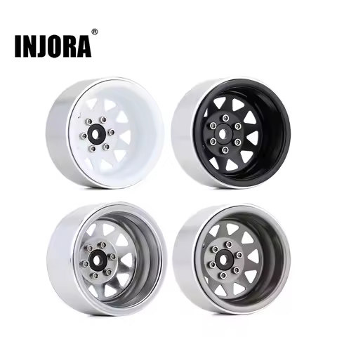 INJORA Deep Dish Negative Offset 8.9mm Metal 1.9" Beadlock Wheel Rim Hub for 1/10 RC Crawler Car TRX