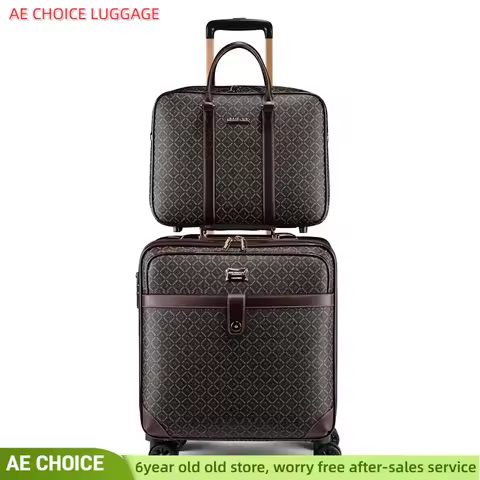 Rolling Trolley Suitcase waterproof Portable Hand Luggage High-quality leather lightweight luggage 1
