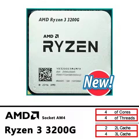 AMD Ryzen 3 3200G New R3 3200G 3.6 GHz GAMING Zen+ 0.012 Quad-Core Quad-Thread 65W CPU L3=4M YD3200C