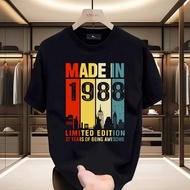 2025 New Style 1988 37th Birthday Gift Pure Cotton Black and White HD Street Punk Japanese and Korea