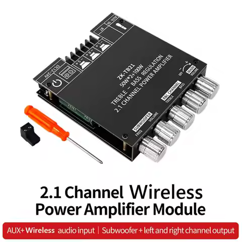 ZK-MT21/ZK-TB21 2x50W+100W 2.1 Channel Subwoofer Digital Power Amplifier Board AUX 12V 24V Audio Ste