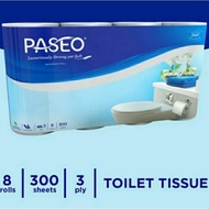 Tissue Toilet Roll Paseo Elegant Bathroom Core Non Emboss 300s 3ply (8roll)