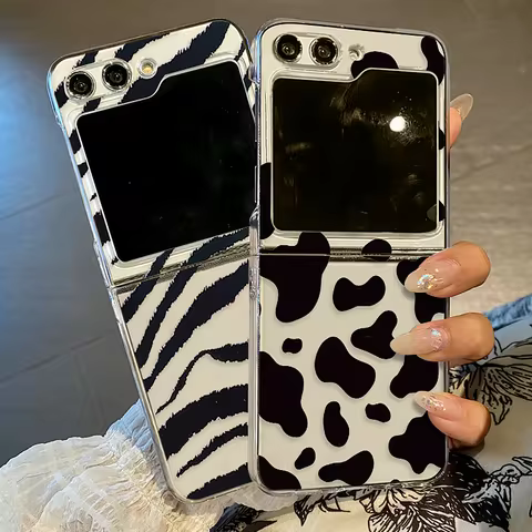 For Samsung Galaxy Z Flip8 7 FE Flip5 Z Flip4 Z Flip6 Case Stripe Print Shockproof Clear Folding Har