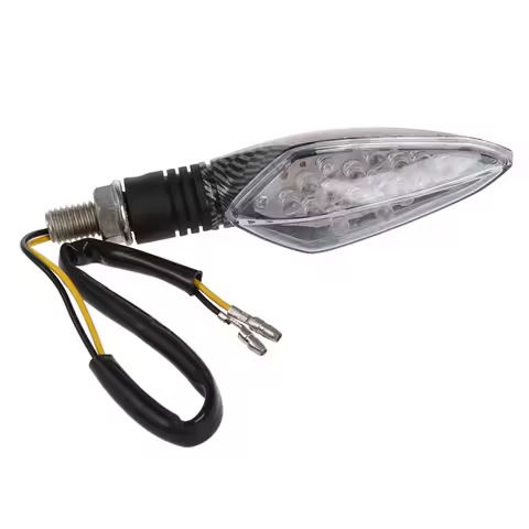 #696W 2pcs 12V Carbon Motorcycle Motorbike LED Turn Signal Indicator Light Yellow Bulb ()
