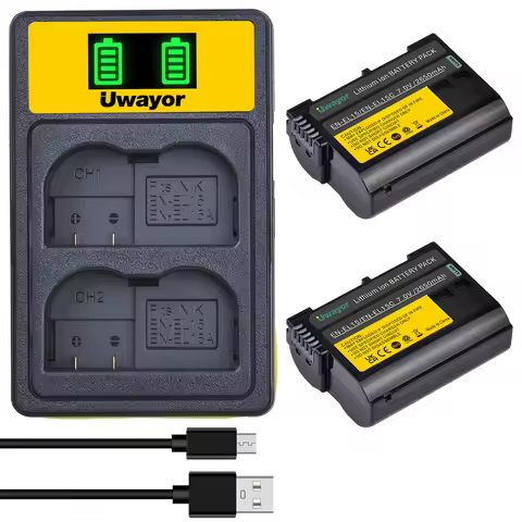 UWayor EN-EL15C EN-EL15 Battery and Charger for Nikon Z5, Z6, Z6 II, Z7, Z7II, D500, D600, D610, D75
