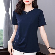 Womens T-shirt 2026 Summer New V-neck Versatile Slimming Fashion Loose Casual Top