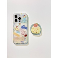 苹果手机壳 cute phone case West Tos Rabbit Strawberry Swiss Roll Illustration Apple iphone16pm Double-lay