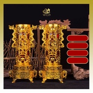 LILIN MERAH WED Red Jelly Candles / Gold Dragon Carved Prayer Candles 2 Pcs 73 Hours SMB9