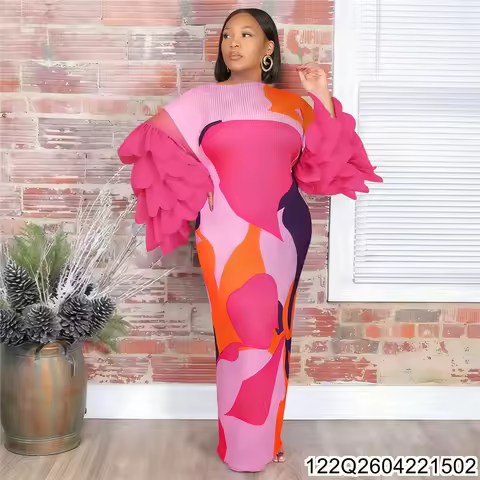 2026 New Issey Miyake Feather See-through and Pleated Dress for European and American Women's Clothi