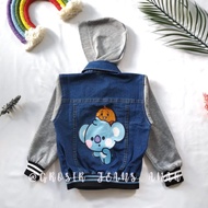 JAKET JEANS HOODIE ANAK CHIMMY KOYA COOKY BT21 / JAKET JEANS ANAK / JAKET BTS ANAK / JAKET KOMBINASI