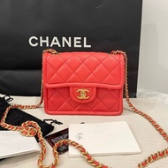 Chanel / 香奈兒 澳門購證刷卡單 小牛皮荔枝紋方胖子CF郵差包