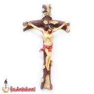 Hanging Wall Cross Wood Motif Tree Statue Corpus Jesus Inri Color 27cm