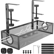 REFLYING Under Desk Cable Management Tray, Metal Long Arms(3.9in), No Drill Mesh Desk Cable Tray, Wi