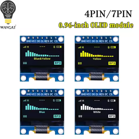 4pin/7pin 0.96" White/Blue/Yellow blue 0.96 inch OLED 128X64 OLED Display Module 0.96" IIC I2C Commu