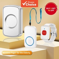 Nurse call pager, wireless call button with a range of over 1000 feet, SOS alert nurse watch for sen