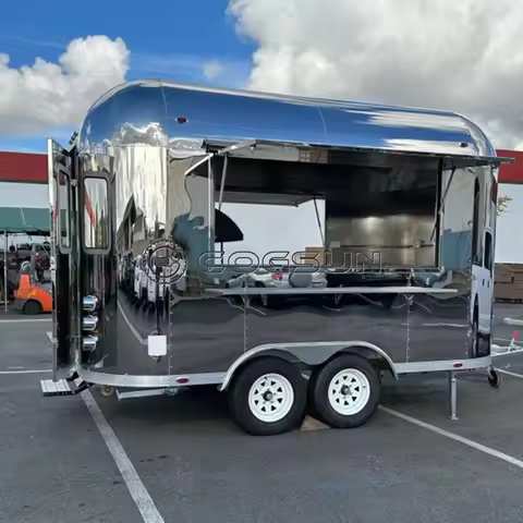 United State Food Truck with Full Kitchen Concession Bbq Food Trailer with Porch Fully Equipped Cust
