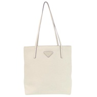 Prada 三角形 LogoPlate手袋 1BG342 銀色五金藍寶石色皮革白色單肩包 0183 [二手] PRADA