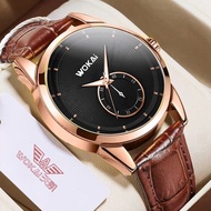 Men High Quality Fashion Simple Quartz Watch with Leather Strap Business Style Round Watches