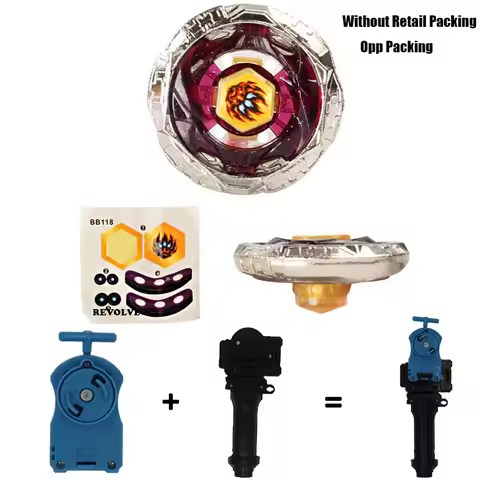 blue B-X TOUPIE BURST BEYBLADE GENUINE Phantom Orion B:D BB-118 metal fury with grip + blue launcher