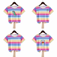 Teen's Short Sleeve Round Neck Simple Girl's 8 Shirts Child Ice Silk Cartoon-inspired T Shirt for 6 