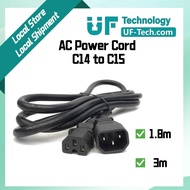 UFTECH C14 to C15 AC Power Cord Extension Cable 1.8m/3m