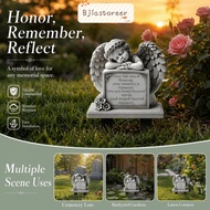 BJIASPH Garden Angel Statue, Commemorative Design 5.11x7.8in Angel Tombstone Plaque, Graceful Grey G