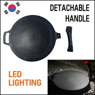[ MADE IN KOREA ] Nonstick Premium LED LIGHT Handle Detachable Induction Griddle Camping Griddle Grill Pan Korean  BBQ Grill Pan 36 cm