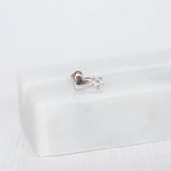 藍托帕石925純銀愛心轉珠耳環