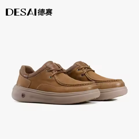 DESAI Casual workwear shoes men's thick soled comfortable leather board shoes