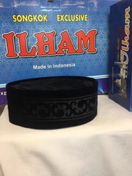 peci hitam motif laser