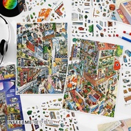 Idako [My Cabin Twentyth Bullet] 4Pcs Large Size 2.5D Landscaping Sticker City Street View SS777