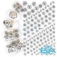 Waterproof 3D Nail Sticker with Black And White Rose Pattern Rose White And Black F111T - F111D