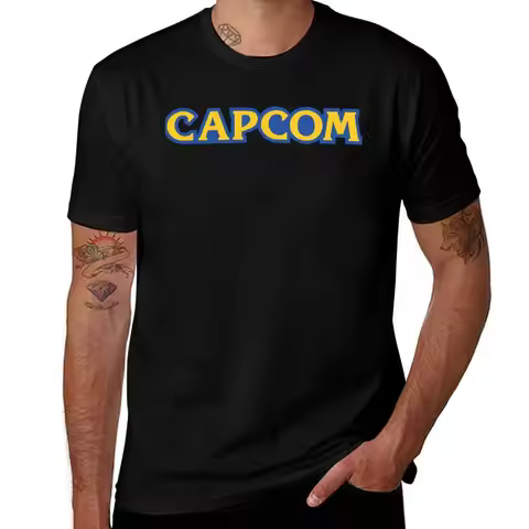 Capcom Logo T-Shirt blue archive funny gifts oversized graphic tee men workout shirt
