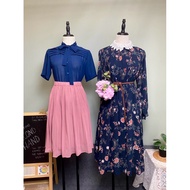 2-hand pleated patterned dress/ 2-hand Japanese shirt/ 2-hand pleated skirt
