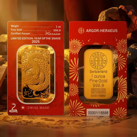 1~20pcs Limited Edition Argor Heraeus Gold Bars One Ounce Replica Brass Gold-plated Bullion Series S
