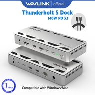 WAVLINK Intel Thunderbolt 5 Dockฮับ12-In-1พร้อมสูงสุด120Gbps140W PDจอแสดงผล6K/8K แบบเดี่ยวหรือคู่3x
