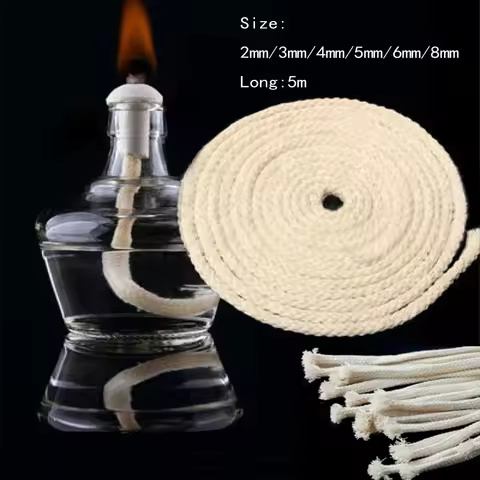 3/5/10M Long Round Cotton Alcohol Wick 3mm/4mm/5mm/6mm/8mm Oil Lamp Wicks Burner For Glass Oil Lamps