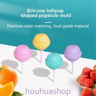 Lollipop Shape Ice Cream Mold Silicone Pops with Stick Portable Cute Popsicle Mould Baby DIY Ball Maker