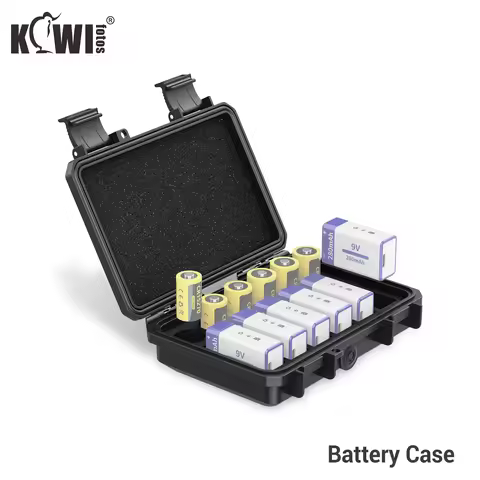 12 Slots 9V & CR123 CR123A Lithium Battery Organizer Case IP67 Waterproof Hard Case for CR17345/CR16
