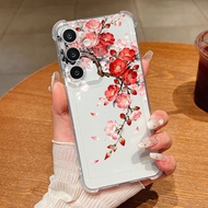 Pink Flower Print Phone Case For Samsung Galaxy S26 S25 S24 S23 Ultra S25 S24 FE A57 A37 A17 A56 A55