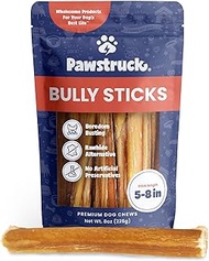 Pawstruck Bully Sticks for Dogs (5" to 7" Sticks, 8oz. Bag) Natural & Odorless Bully Bones Made for 