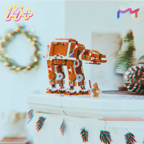 Festive Christmas Building Blocks Set 697PCS Gingerbread Snowspeeders AT-AT Addon Spaceship Model DI