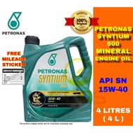 100% Original Petronas Syntium 500 15W-40 15W40 API SN Engine Oil 4L - Minyak Hitam