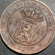 Koin Detail 2.5 Cent Nederlandsch Indie (Hindia Belanda) Tahun 1857