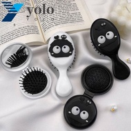 YOLO Cartoon Air Bag Comb, Anti static Round Hair Comb Mirror, Funny Foldable Handheld Plastic Air Cushion Massage Comb Women